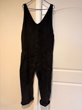 We The Free Black Sleeveless Denim Jumpsuit
